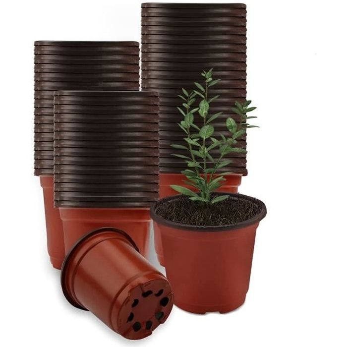 Pot de Semis Plastique 10 cm - Rouge - 100 PCS - Pots de Pépinière pour Maison Jardin Intérieur Extérieur