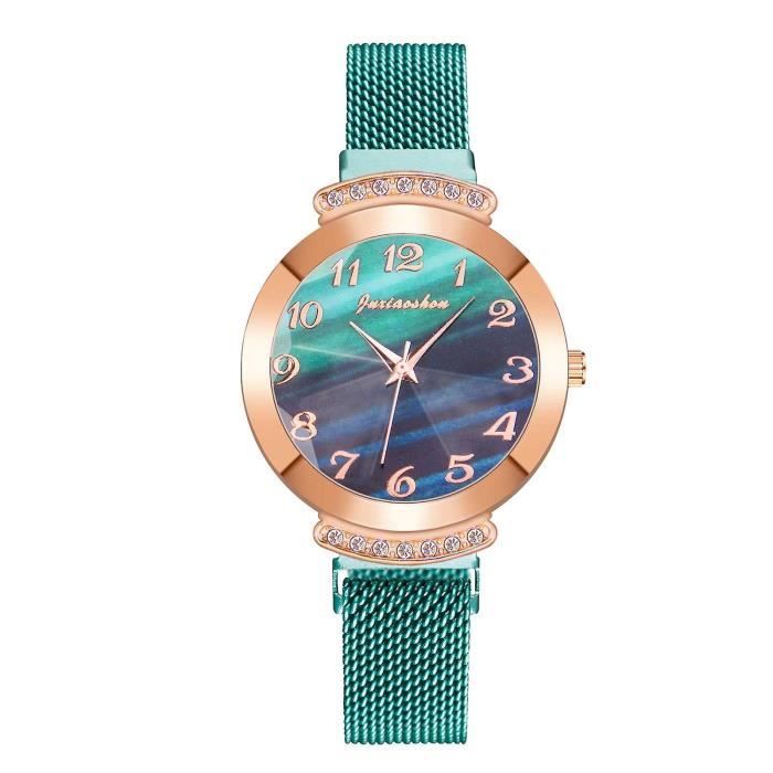 Montre Femme ÉLITE Vintage Strass - Boîtier Carré Acier - Mouvement Quartz - Référence E 5076