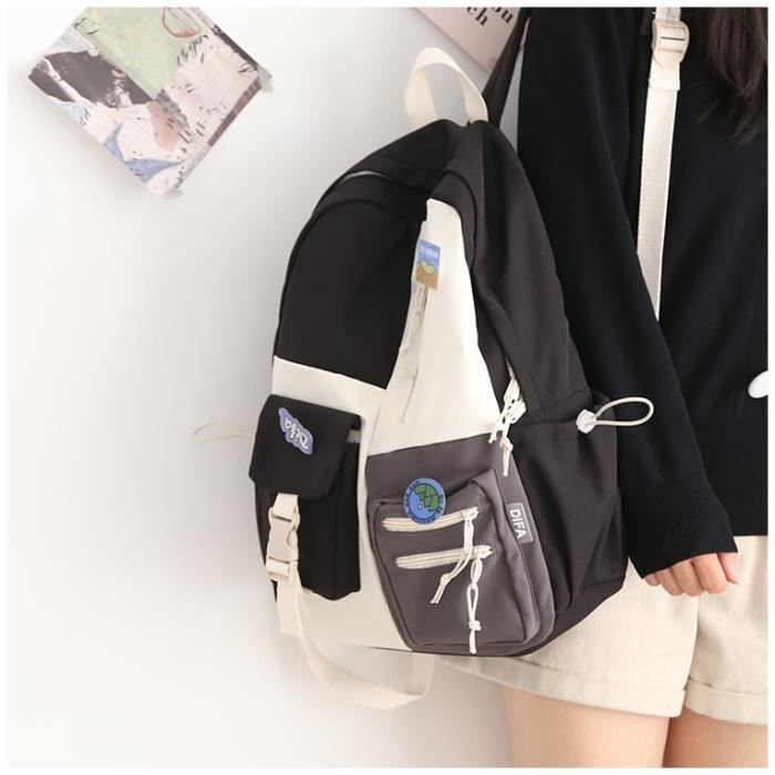 Le noir - sac ?� dos d'?�cole en Nylon imperm?�able pour femmes, sac ?� dos pour adolescentes, pour 