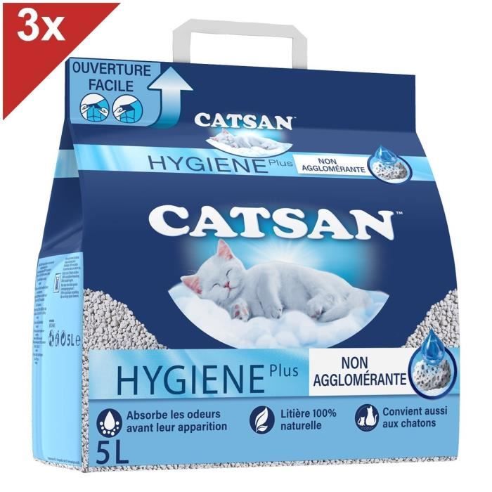 Catsan Hygiene Plus Litiere Minerale Pour Chat 3 Sacs De 5l Cdiscount Animalerie