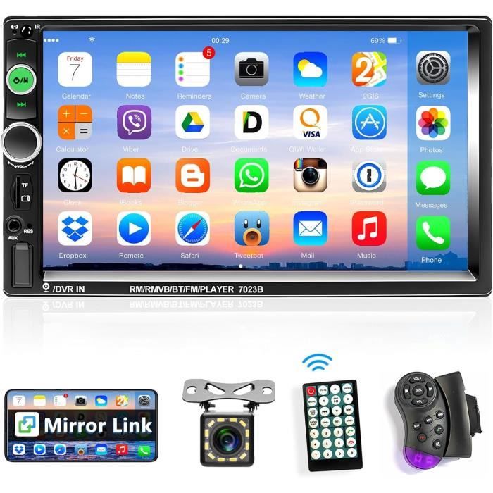 Podofo Autoradio 2 Din Compatibel met Draadloos Apple Carplay en Android Auto, 2 32G 9 Inch Touchscreen met Bluetooth,28 UI, GPS, WiFi, SWC, RDS/FM Radio Achteruitrijcamera