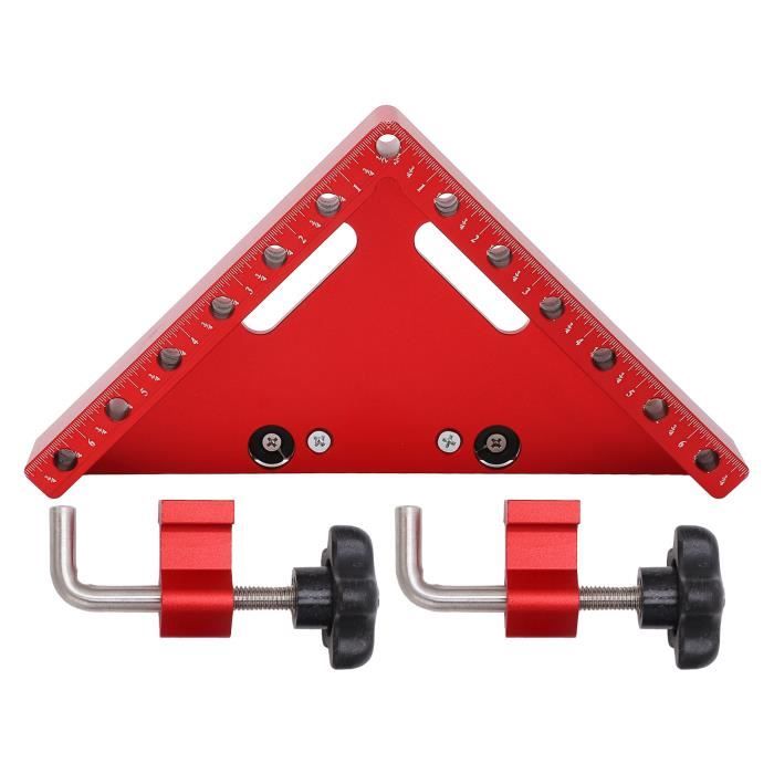 Pinces D'angle 90° Et 45° En Aluminium Pour Menuiserie - Bloc De Positionnement Avec équerre Et Graduations - Serrage Max 55mm - 8