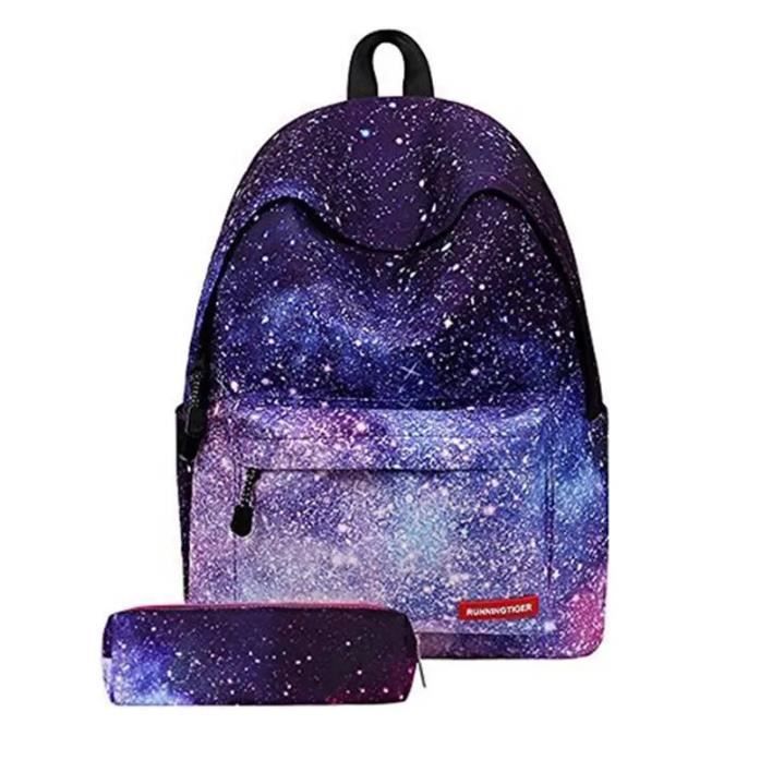 fille sac à dos scolaire avec trousse cartable collège galaxie idéal pour l’école voyages pique-nique