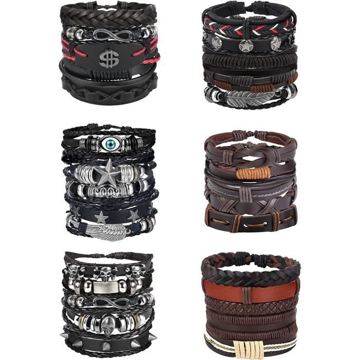 MOONCORE - Bracelet en cuir tressé Vintage Viking ... - Grandado