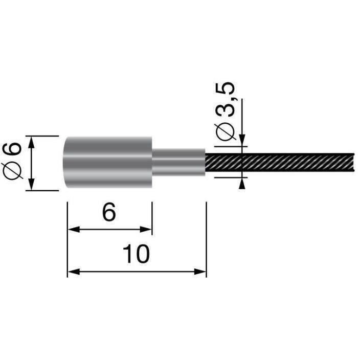 Câble souple 19 fils à embout cylindrique totale:2500mm - Ø: ext:2mm