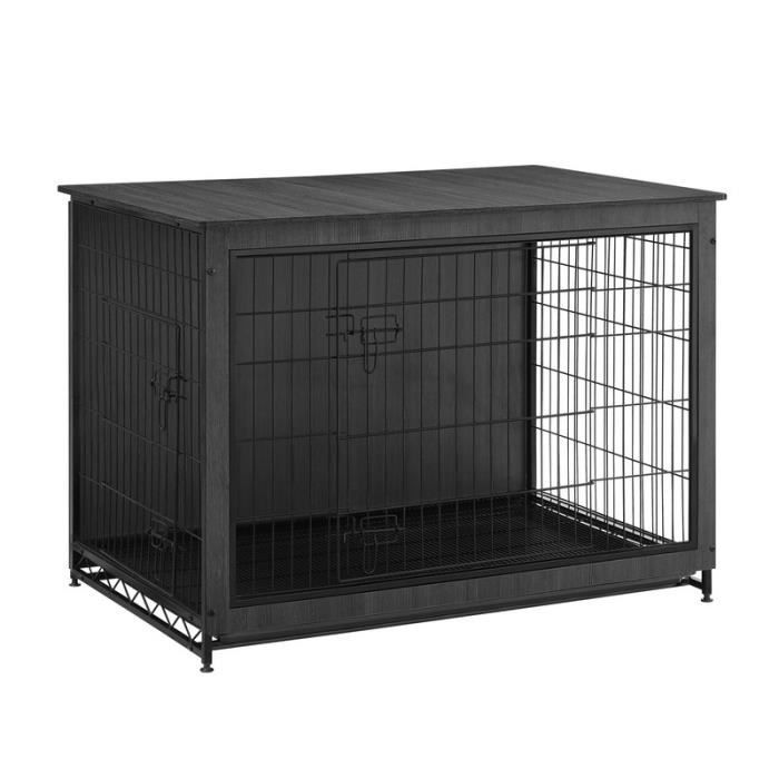 Comparer les prix de Cage pour Chiens - Noir d'Encre - Plateau Amovible - 2 Portes - Jusqu'à 36 kg
