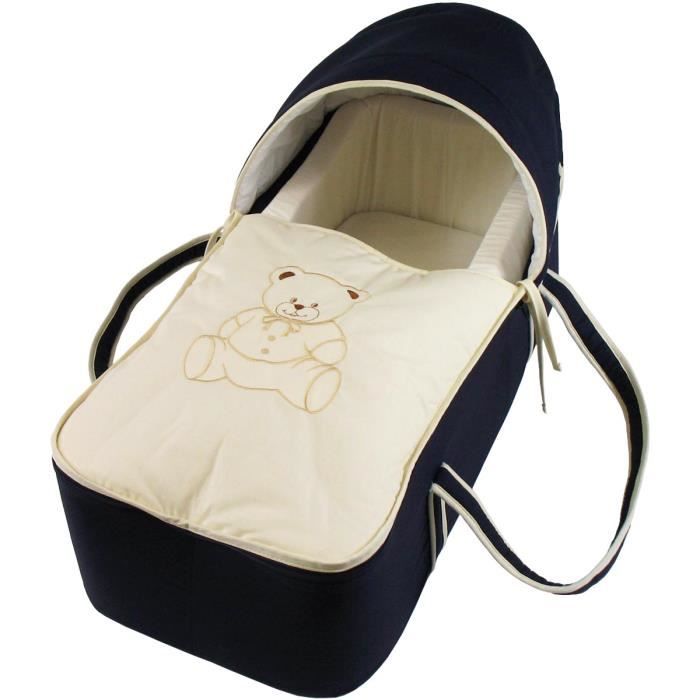 Couffin Pour Bebe Bleu Nuit Et Beige Motif Nounours Cdiscount Puericulture Eveil Bebe