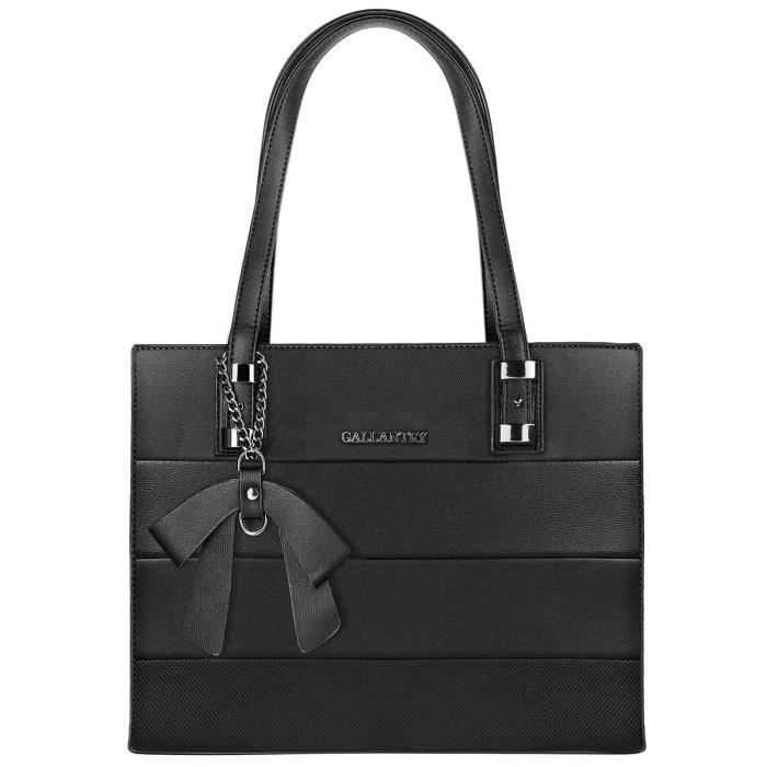 Sac a main GALLANTRY Femme Politexture Noir Similicuir graine et suedine Fermeture zippee Noir Cdiscount Bagagerie Maroquinerie