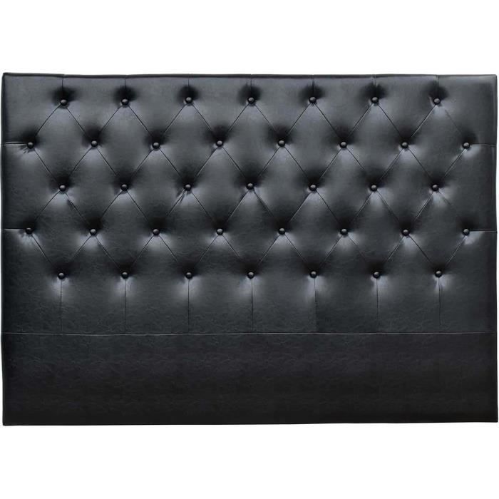 tête de lit capitonnée déco - habitat et jardin - 189 cm - noir - en pvc