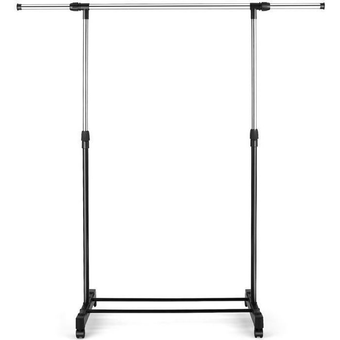Portant à vêtements portable à hauteur réglable Penderie à Vêtements Mobile en Acier Chromé avec 4 roulettes 125 x 43 x 158 cm