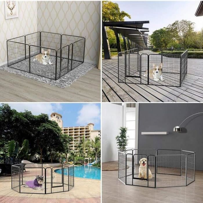 Meilleurs prix pour Parc Enclos Extérieur ou Intérieur pour Chiot Chiens Chat Lapin - YIPEEMA - Modulable Pliable 6 Panneaux - Noir