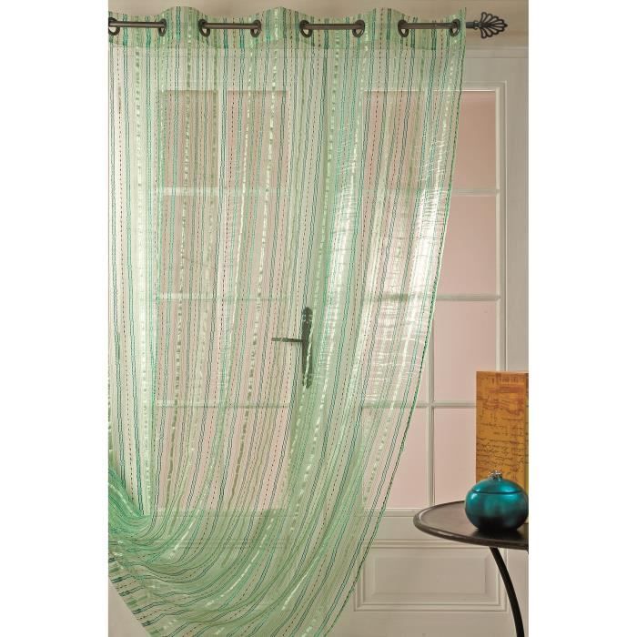 Voilage en organza avec des rayures Vert 200 x … - Achat ...