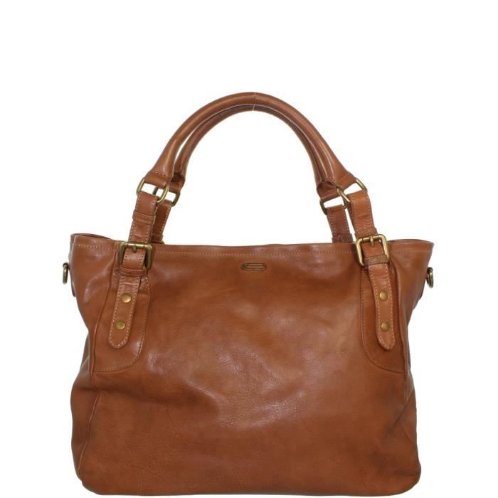 Sac Ikks en cuir port paule ref ikks41502 61 camel 45 28 21