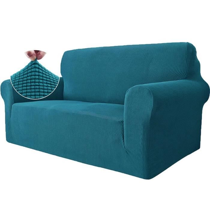 Housse de Canapé Stretch Imperméable - LEOCLOTHO - 2 Places - Vert Bleu