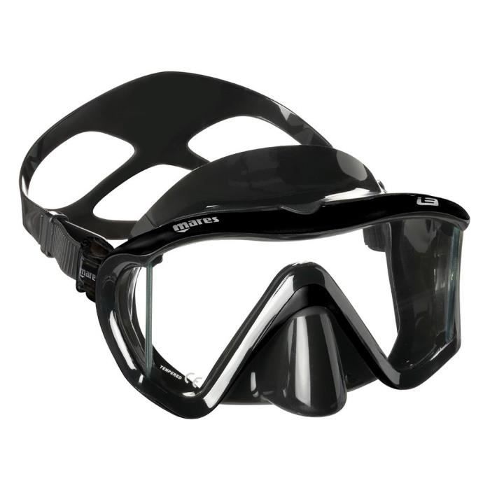 Masque de plongée - MARES - Mares i3 - Jupe silicone - Grande vision périphérique - Sangle X silicone - Noir