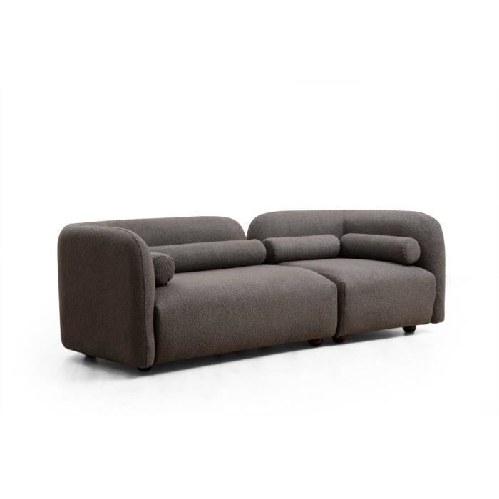 Canapé modulable 3 places Gris Tissu Moderne Confort