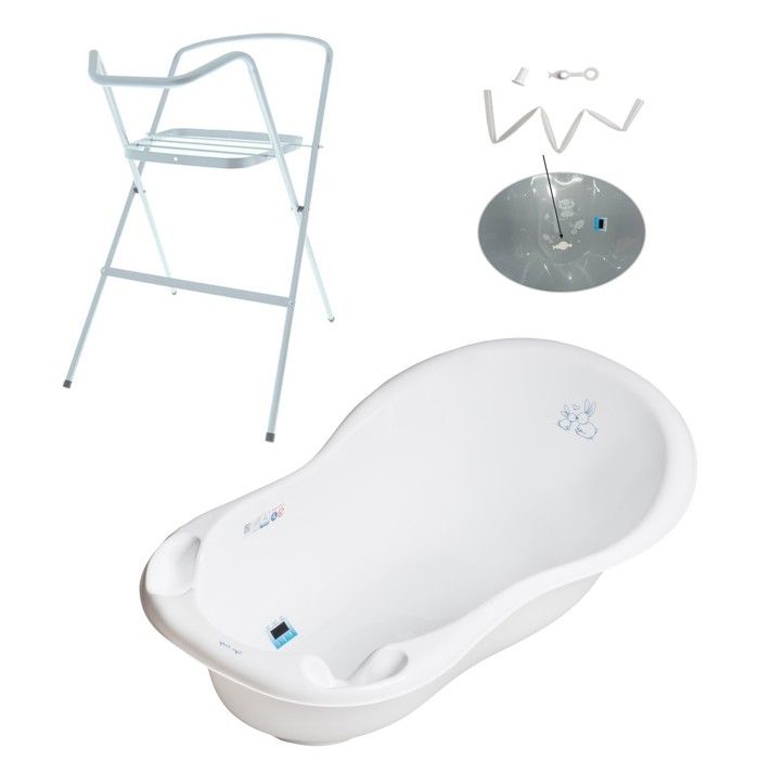 Baignoire bébé 33L 80x46 cm blanc/gris en polypropylène avec pieds pliables  - Cdiscount Puériculture & Eveil bébé