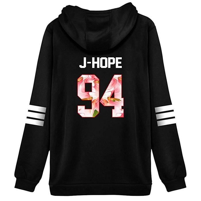 Minetom Femme BTS Fans Sweats à Capuche à Manches Longues Varsity Rayé ...