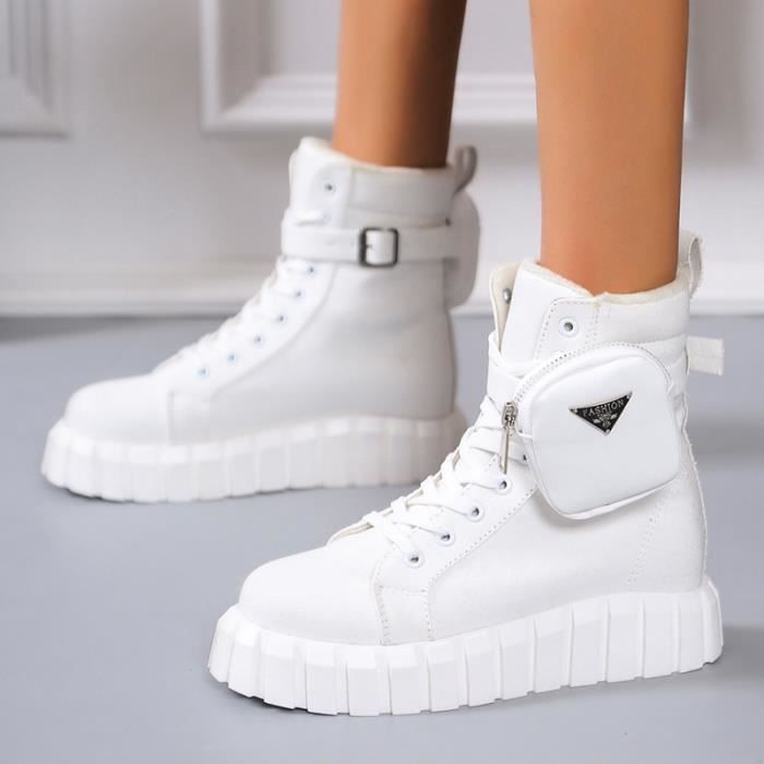 Baskets mode femme Basket Toile Compensee Femme Lacets Sneakers