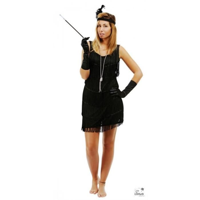 Costume Robe Charleston Noir Adulte PtitClown Blanc 100