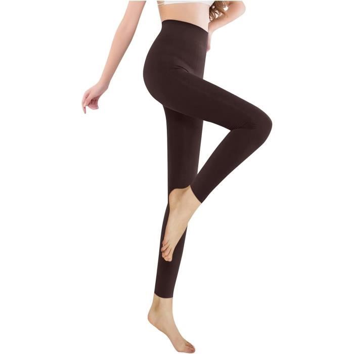 Legging Femme Laine Hiver Thermique Doubl Blanc Taille Haute