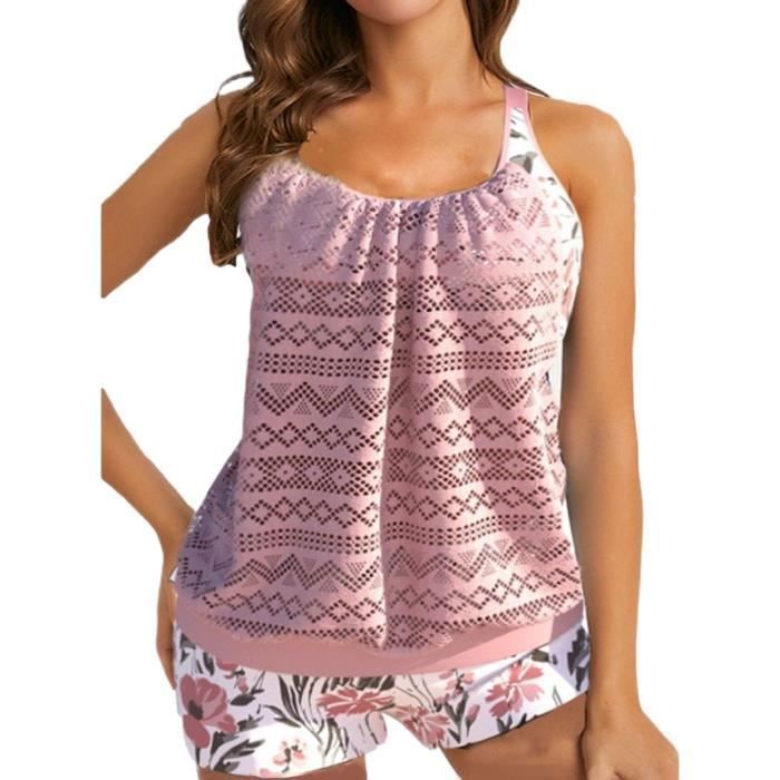 Maillot De Bain Tankini Lands' End 12 - Jupe Rose Motif Mandala - Femme
