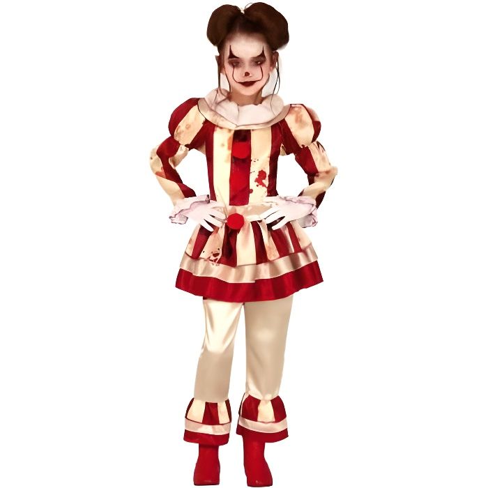 Déguisement Clown Halloween Fille - NO NAME - Clown - Rouge - Polyester -  Enfant
