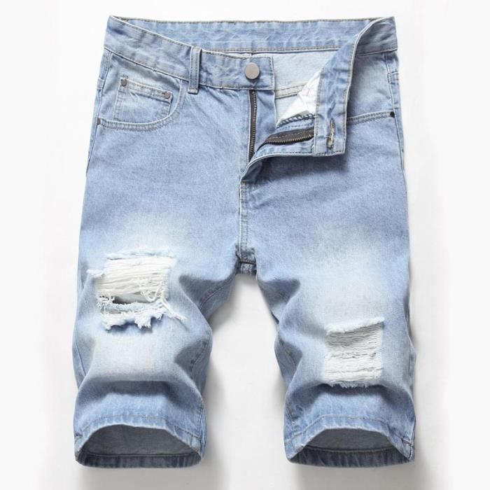 Riverso RIVPaul Short En Jean Homme Coupe Droite Coton - Bermuda Stretch Gris Bleu Noir W30 à W42