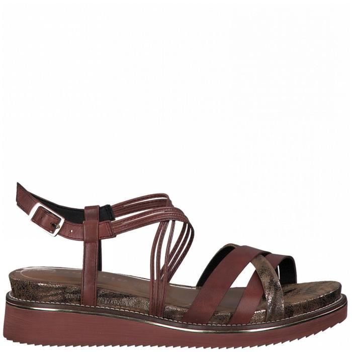 Sandales compens es Tamaris KARLA Marron Bordeaux Femme