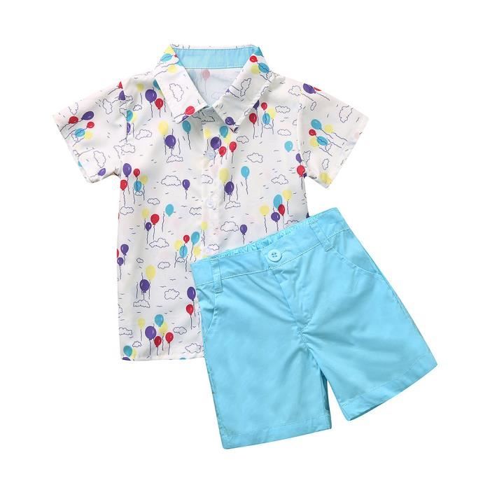 Xiaojiu Ensemble Velours Gentleman Bébé Garçon - Chemise + Shorts Dinosaure Cartoon Tenue Tout-Petit 6 Ans