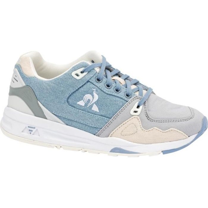 Baskets femme - LE COQ SPORTIF - R1000 W Denim - Textile - Lacets - Plat