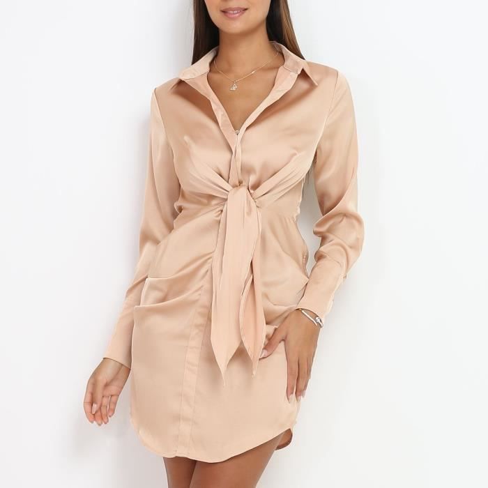 Robe chemise en soie hot sale