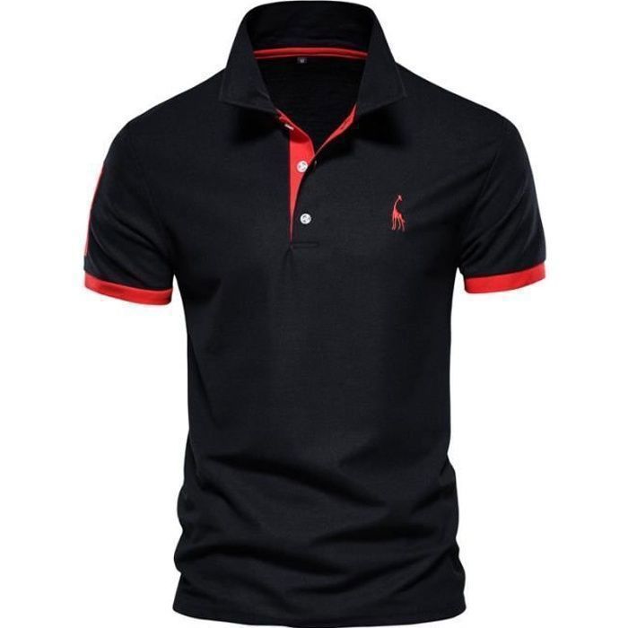 Polo Homme Manches Courtes Poloshirt Homme Casual Sport Coupe ajustee Polo Hommes pour Golf Tennis Noir