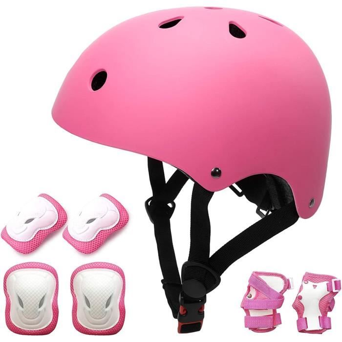 Casque Vélo Enfant - ZGEER - Set de Protection Roller Trottinette - Rose - Taille M