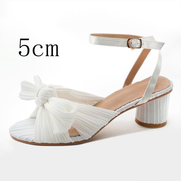 Sandale Femme Confortable à Talon Nœuds papillons - INSFITY - Blanc - Été