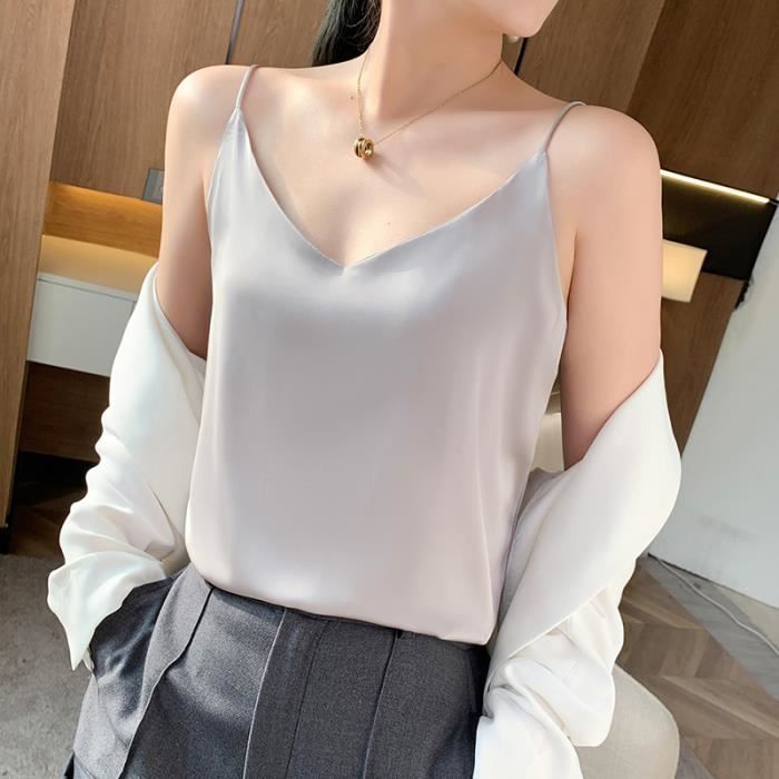 Debardeur Satin Bralette Crop Top Blanc 1 main image 0
