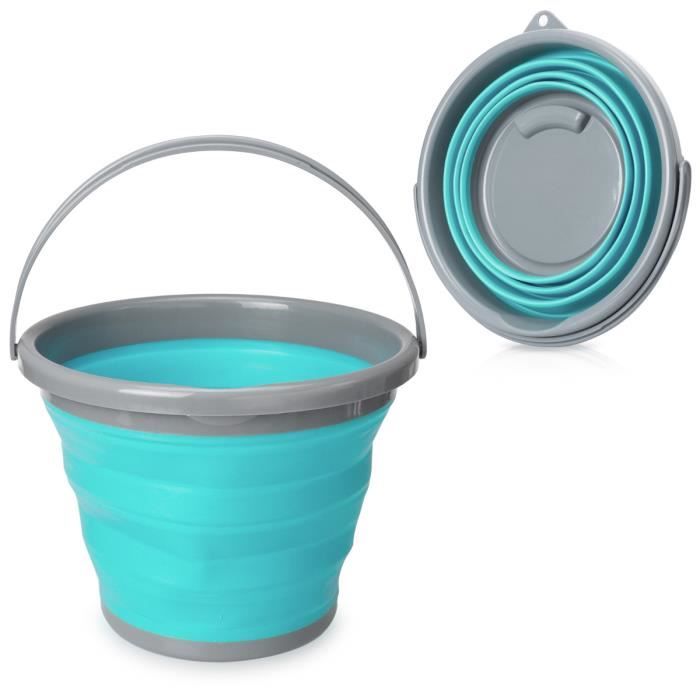 Bac R/étractable avec Sangles Tissu Navaris Seau Pliant en PVC Bassine deau Pliable 15L en B/âche Goudronn/ée pour P/êche Camping Plage Jardin