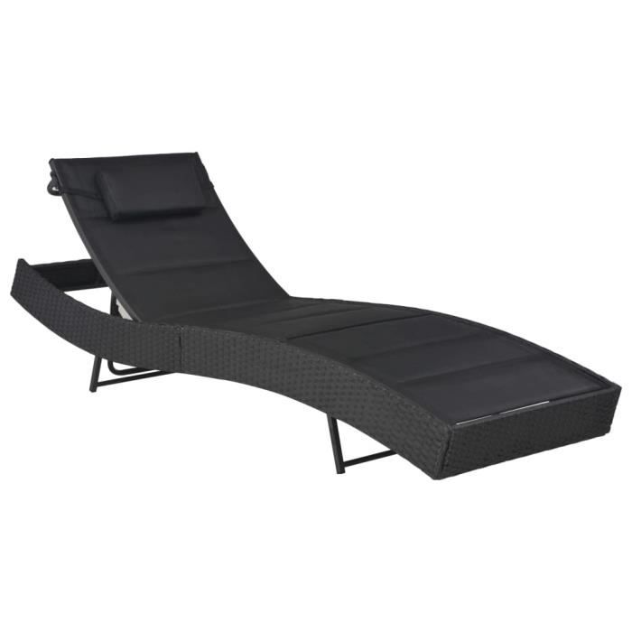 Chaise Longue de Jardin,Chaise Longue pliante,Bain de Soleil Transat Résine tressée et textilène