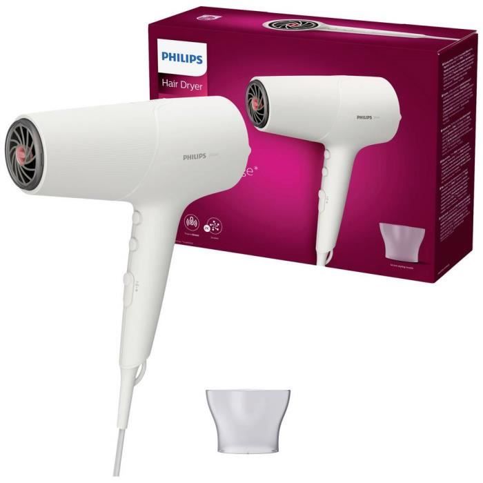 Sèche-cheveux - PHILIPS - 5000 Series BHD501/00 - ThermoShield - Ioniseur dair - Blanc