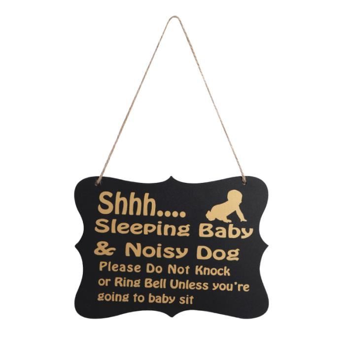 Winomo Chut Dormir Bebe Chien Bruyant Enseigne Decorative A Suspendre En Bois Plaque De Porte Lettre Decorative Cdiscount Maison