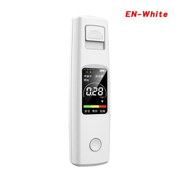Alcootest Ethylotest Electronique, Professionnel Portable Testeur d'alcool ave Ecran LED d'Affichage,Chargement C sans contact-blanc