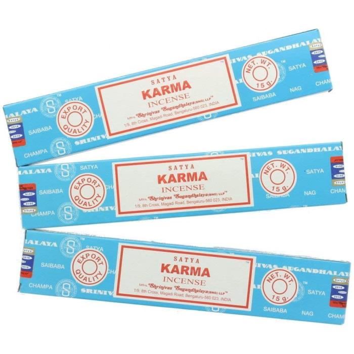 Lot de 3 paquets de bâtonnets d'encens Satya Nag Champa - Parfum Karma - Cdiscount  Maison