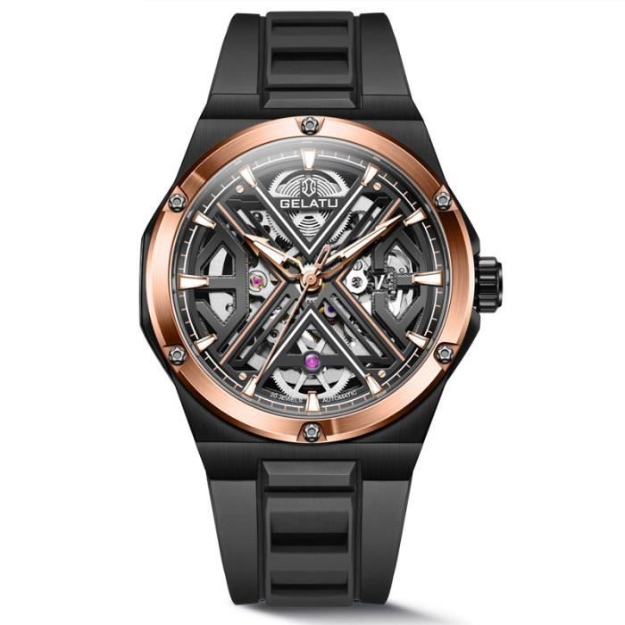 Montre-bracelet Homme Vintage Mécanique Joyas Super De Luxe - Antimagnétique - Cuir Marron