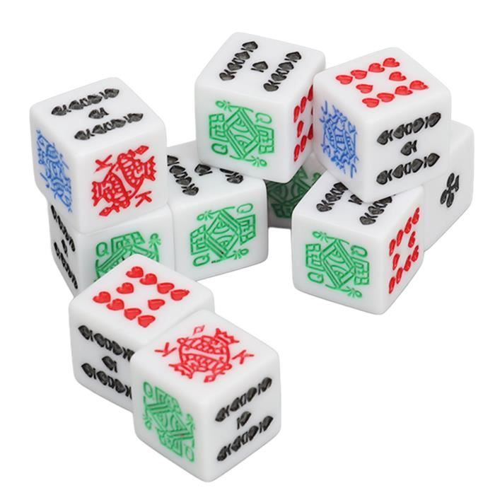Lot De 10 Dés De Poker En Plastique Crème - Formes Variées (octaèdre, Cube...) - Pour Jeux Et Collection
