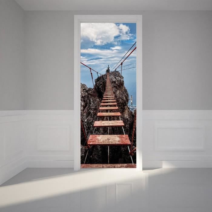 Sticker Porte Trompe L Oeil Effect 3d Pour Decoration Mur Salon