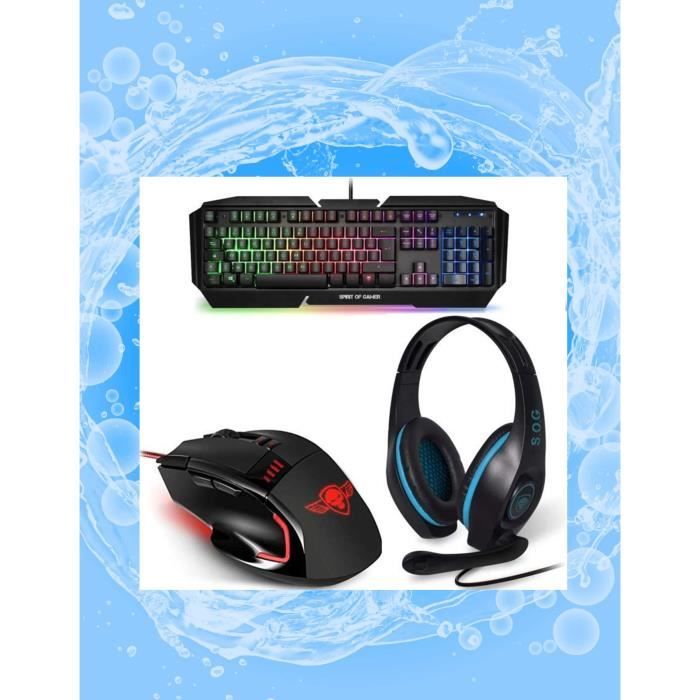 Spirit Of Gamer Pack de périphériques gaming - PRO-MK5 - Casque + Souris + Clavier - Anti-Ghosting - Mode Play - vue 1