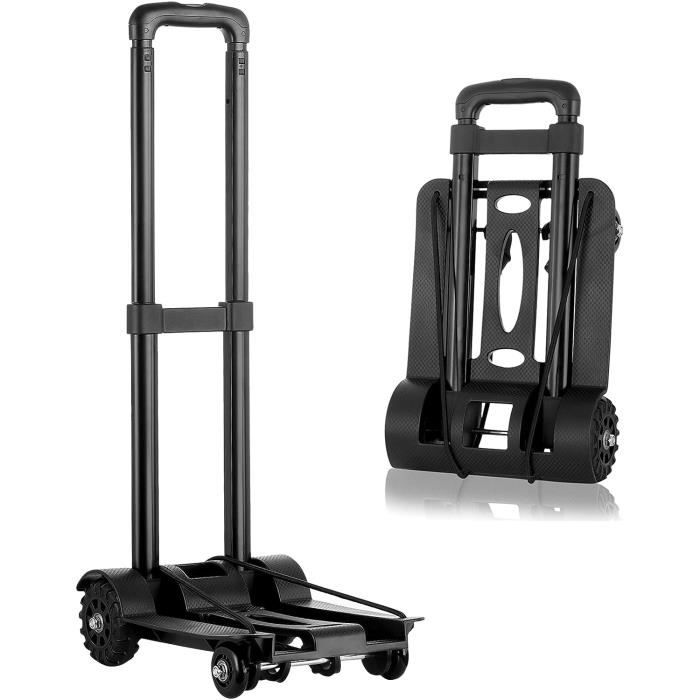 MASKO® Diable pliable 200 kg avec roues en caoutchouc plein 2 câbles