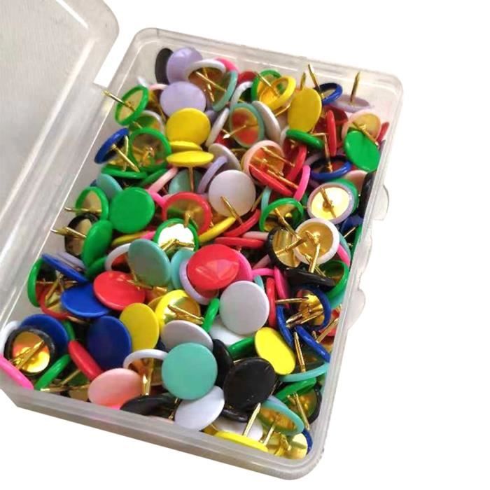 300 Punaises Colorées En Plastique - Tête 10 Mm, Pointe Acier, Pour Tableau Liège, Bureau, École