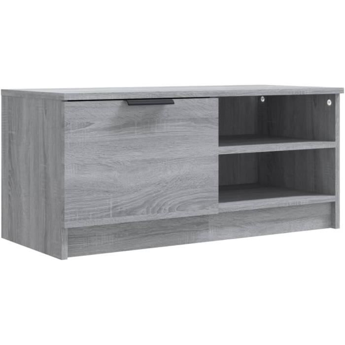 Meuble TV Bas Chêne Fumé VidaXL - 102x35x36,5 Cm, Avec Portes Et Rangements