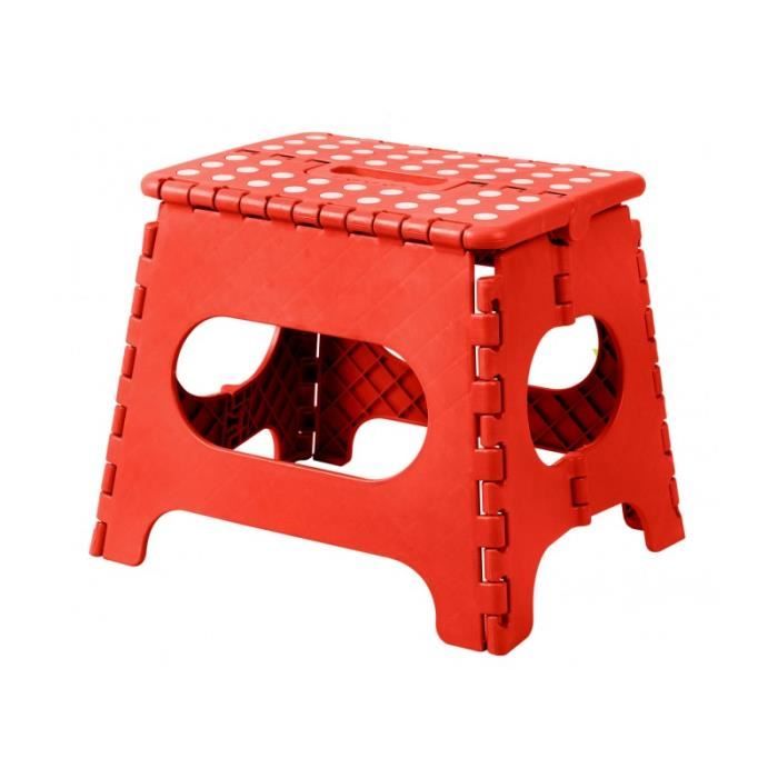 Tabouret Pliable Relaxdays - Marche Antidérapante 120kg, 22.5cm Haut, Rose, Pour Cuisine Salle De Bain